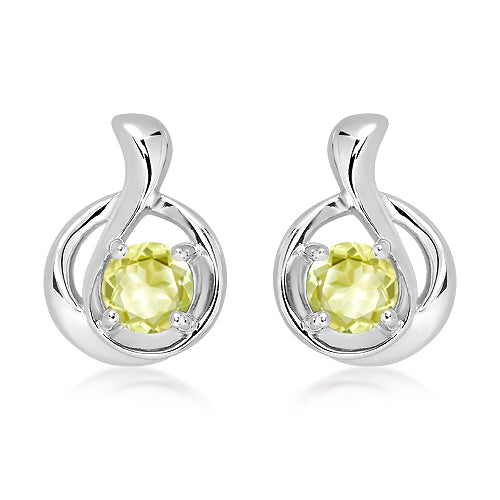 Silver and Lemon Citrine swirl style stud earrings
