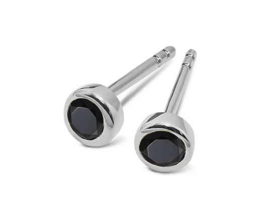 Unique Silver and Black Spinel stud earrings
