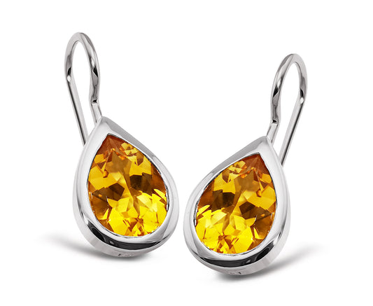 Unique Silver and Golden Citrine drop earrings