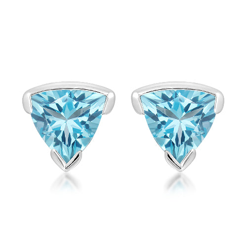 Silver and Blue Topaz stud earrings with rhodium plate