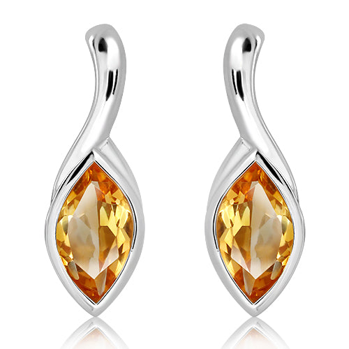 Unique Silver and Golden Citrine drop earrings