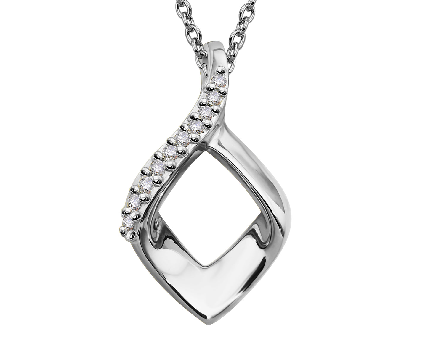 Silver and Cubic Zirconia round pendant necklace