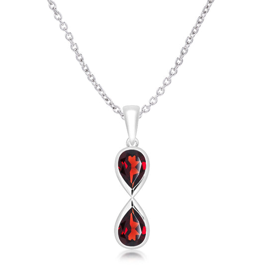 Silver and Garnet infinity style pendant
