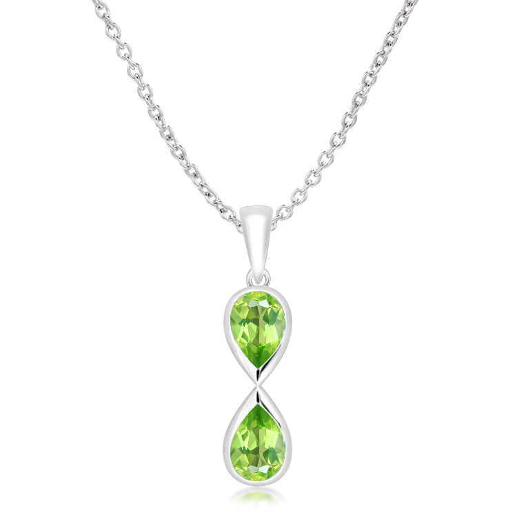 Silver and Peridot infinity style pendant necklace