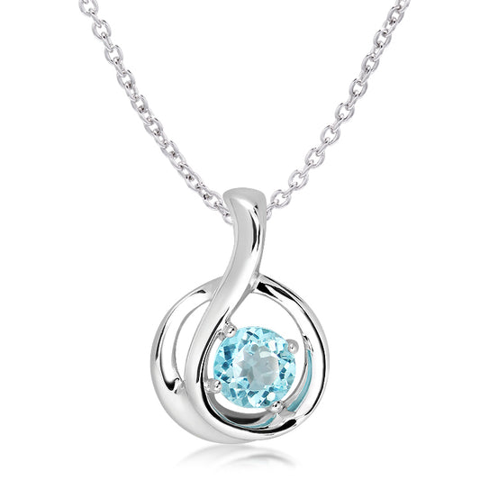 Silver and Blue Topaz swirl style pendant