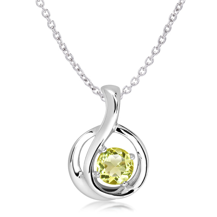 Silver and Lemon Citrine swirl style pendant