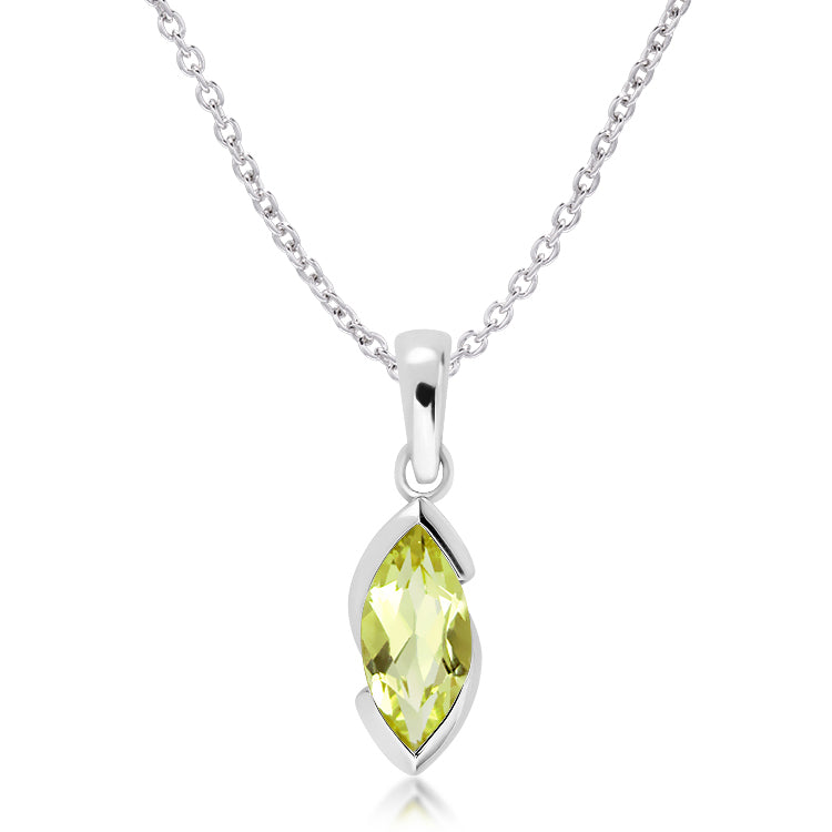 Silver and marquise cut Lemon Citrine pendant