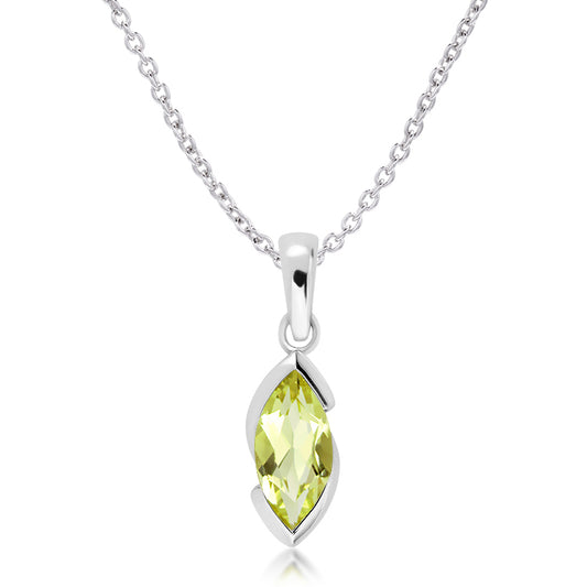 Silver and marquise cut Lemon Citrine pendant
