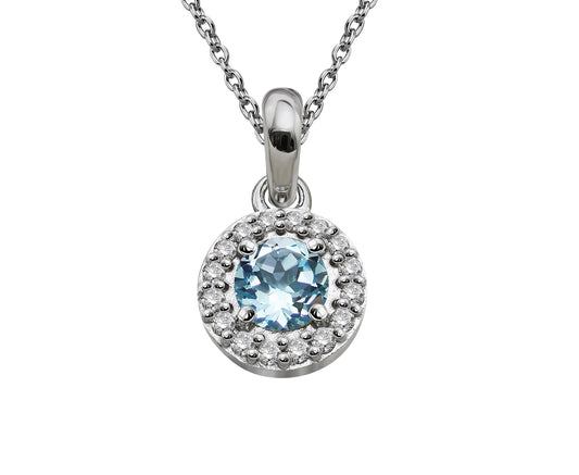 Silver, blue topaz and Cubic Zirconia pendant