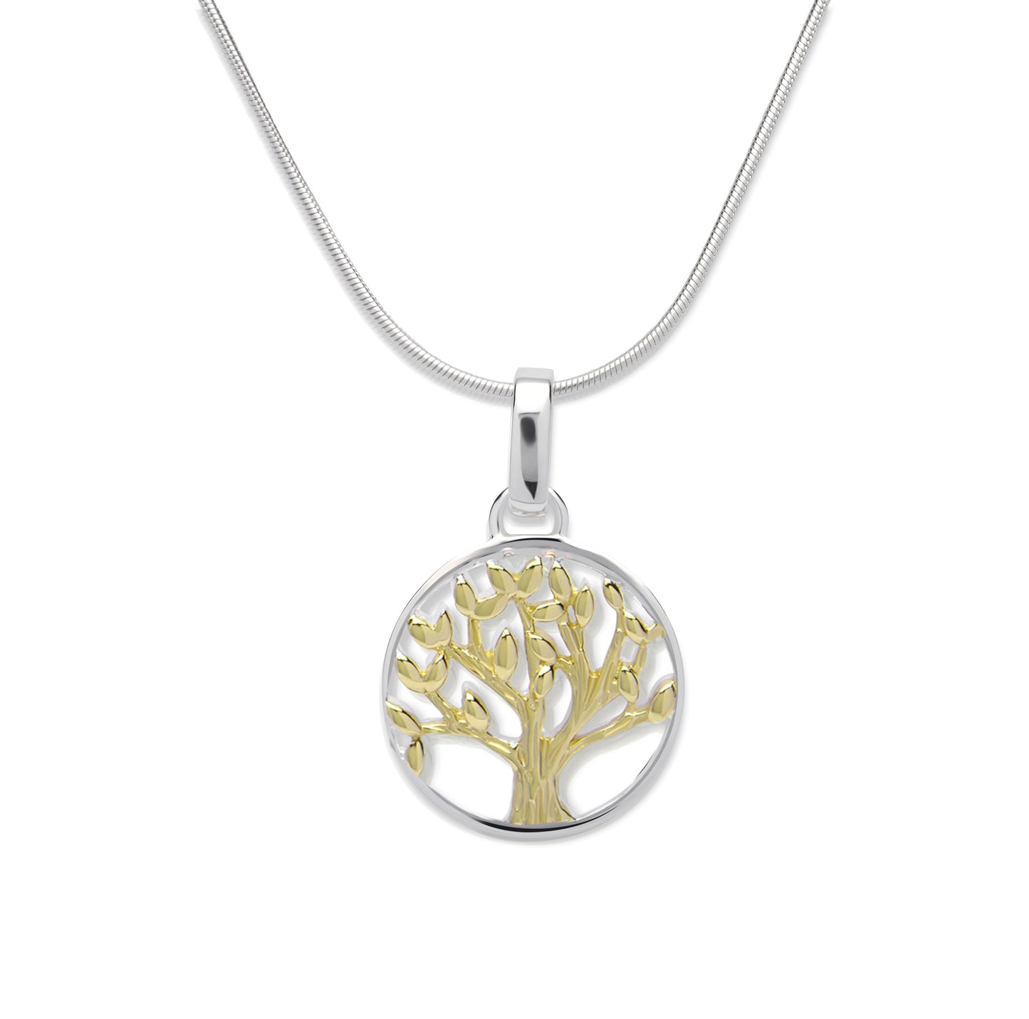 Silver and gold plate tree of life pendant
