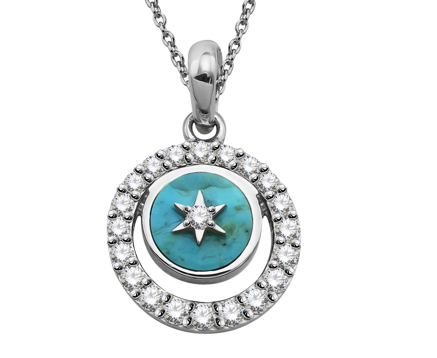 Silver with Turquoise and CZ pendant
