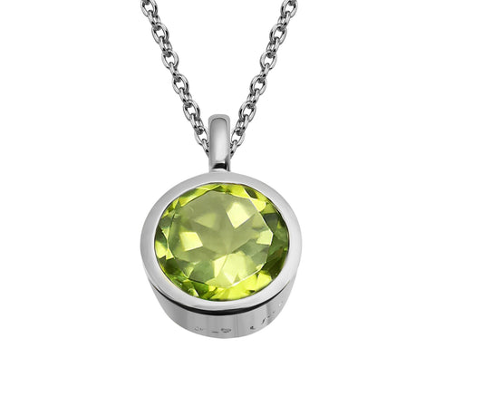 Silver and Peridot pendant on silver chain