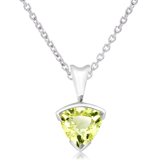 Silver and Lemon Citrine triangular pendant