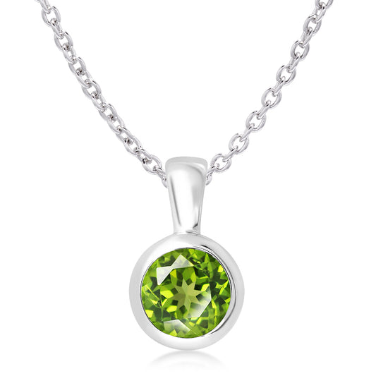 Silver and Peridot pendant on silver chain