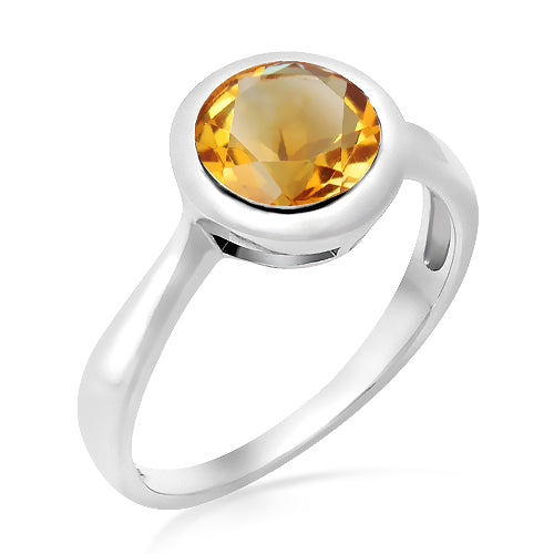 Silver and Golden Citrine ring