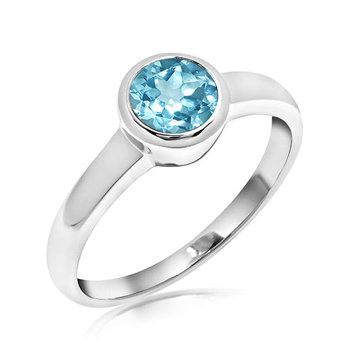 Silver and Blue topaz ring with rhodium plate