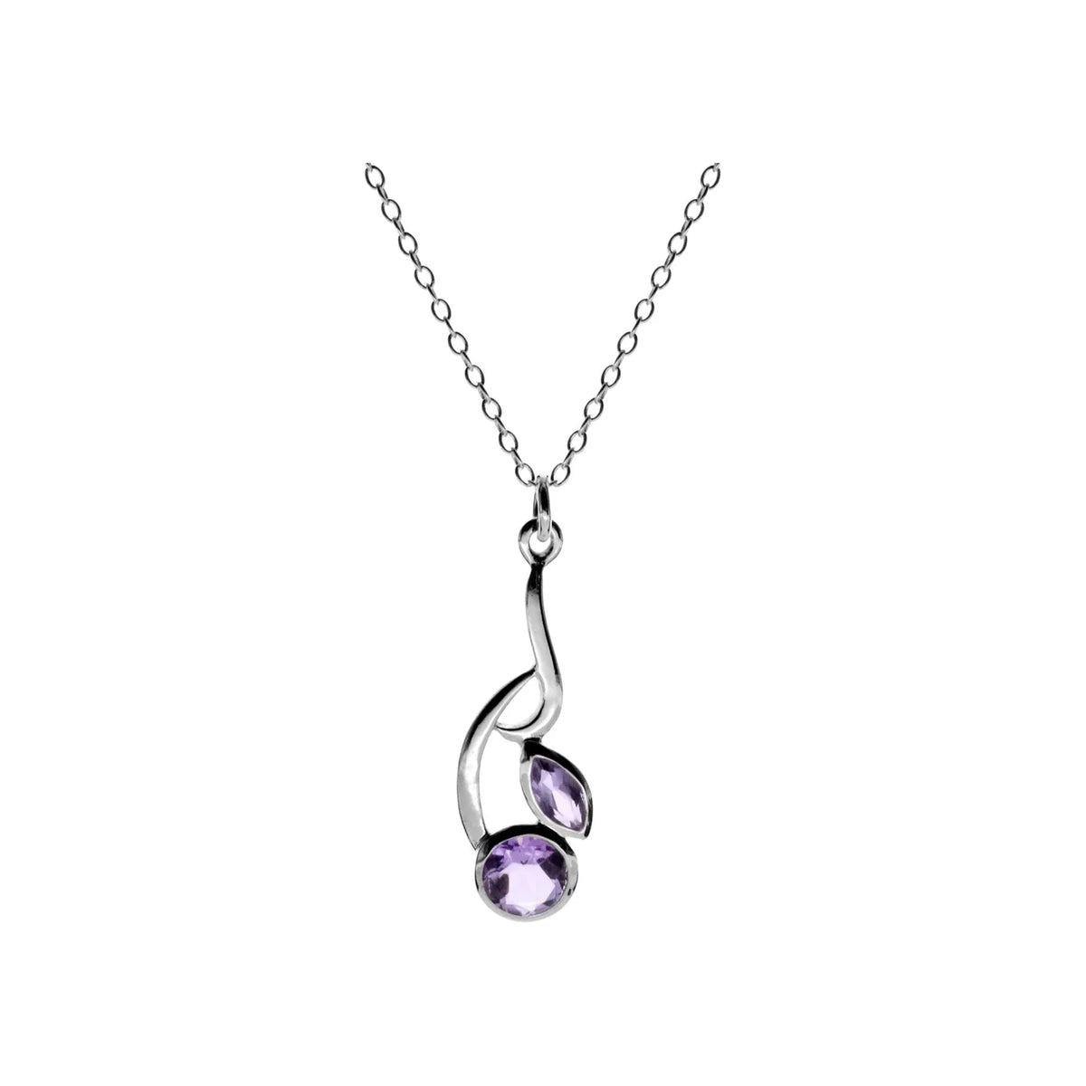 Silver and faceted amethyst floral style pendant