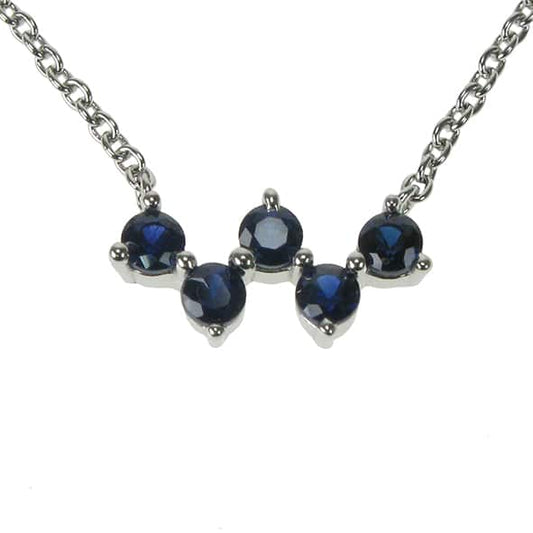 Silver and Created Sapphire five dot necklace