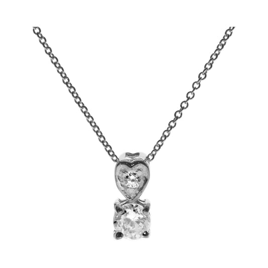 Silver and Cubic Zirconia Small Heart Pendant