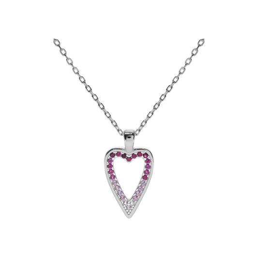 silver and cubic zirconia open heart pendant.