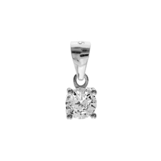 Silver and Cubic Zirconia round 4 claw pendant.