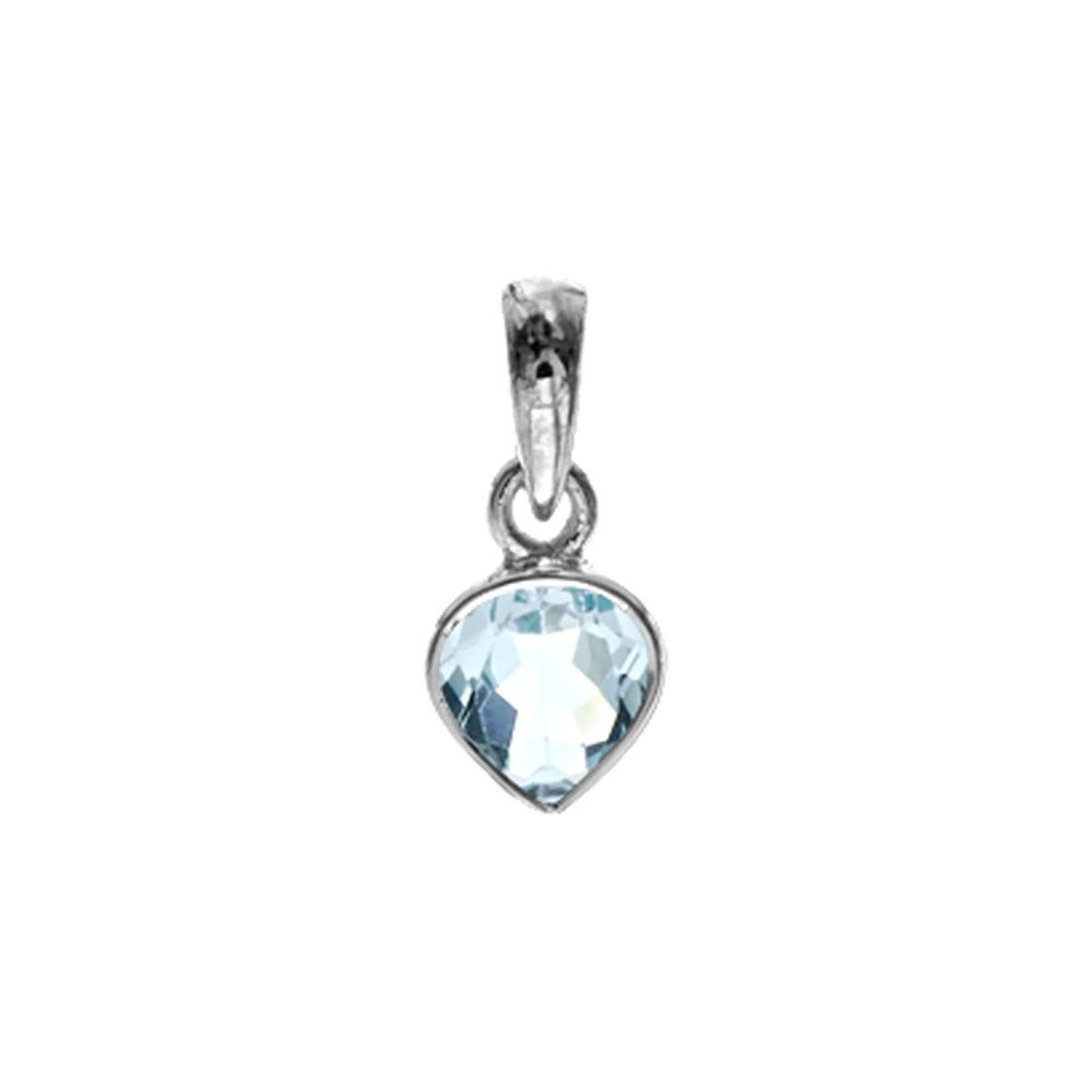 Silver and rub set heart shaped Blue Topaz pendant