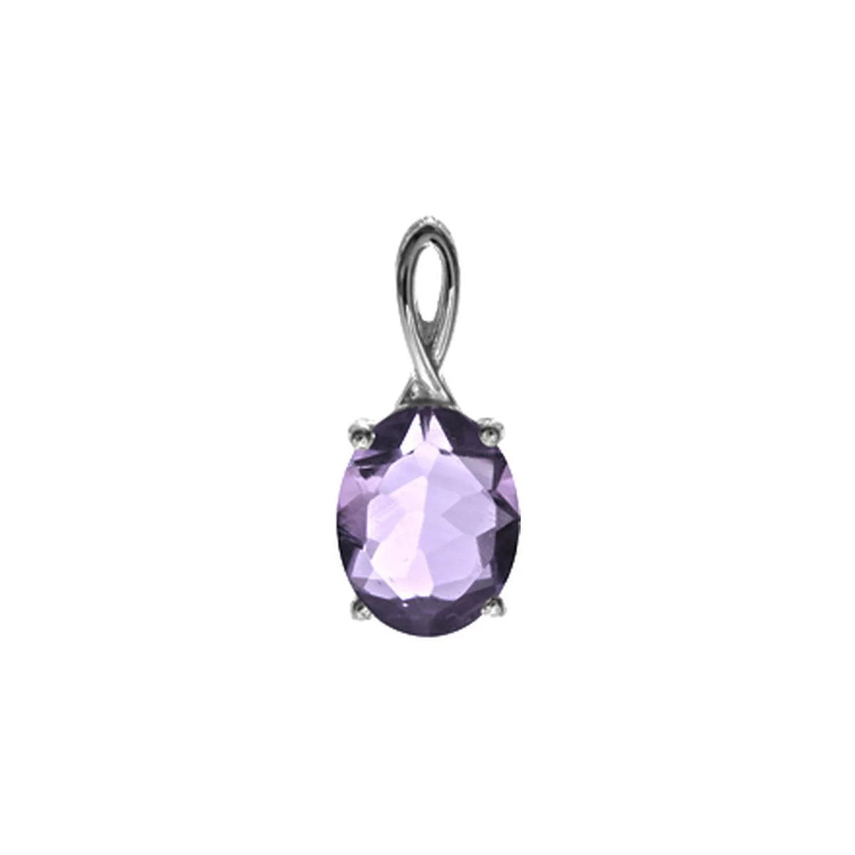 Silver and amethyst claw set oval pendant