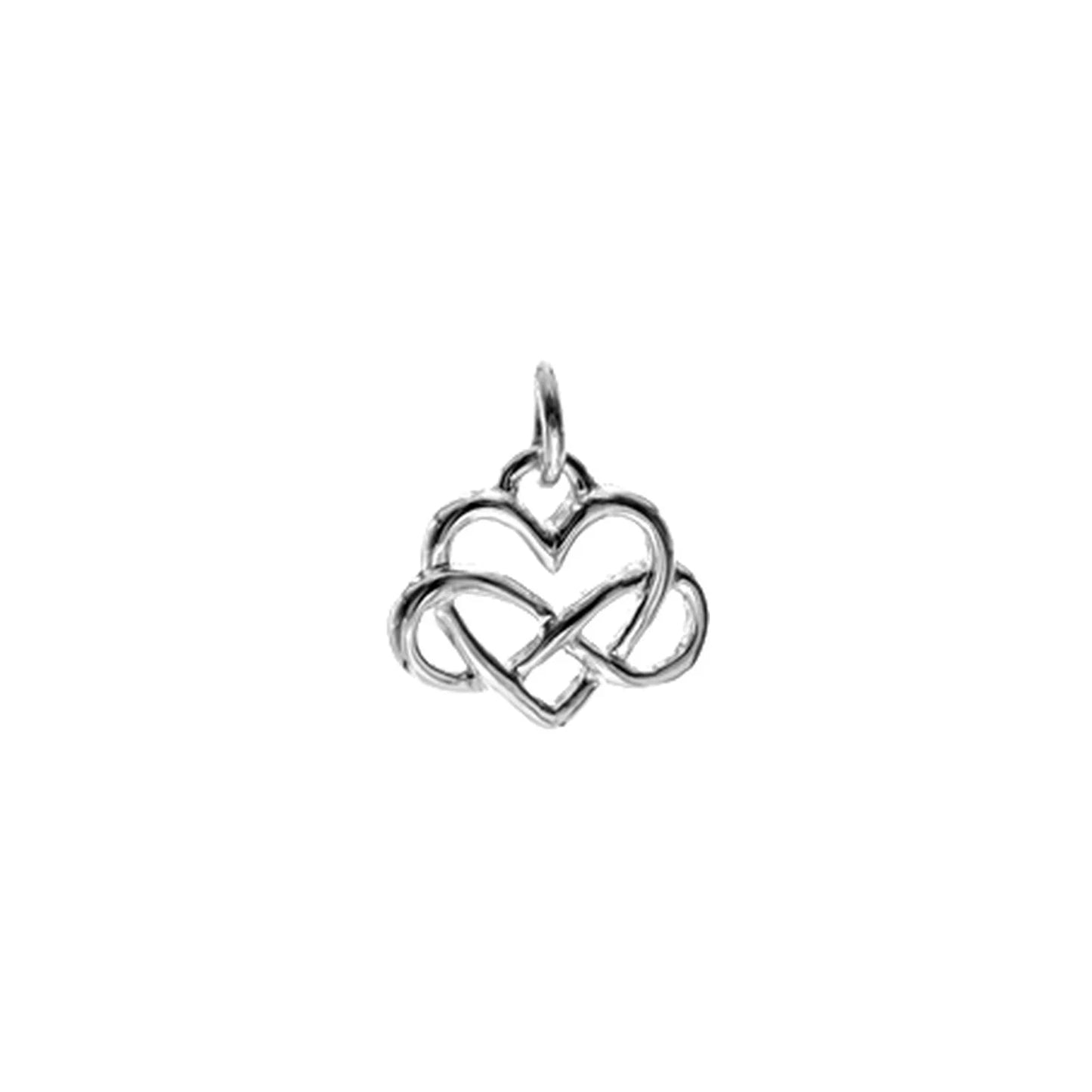 Infinity wrapped heart silver pendant.