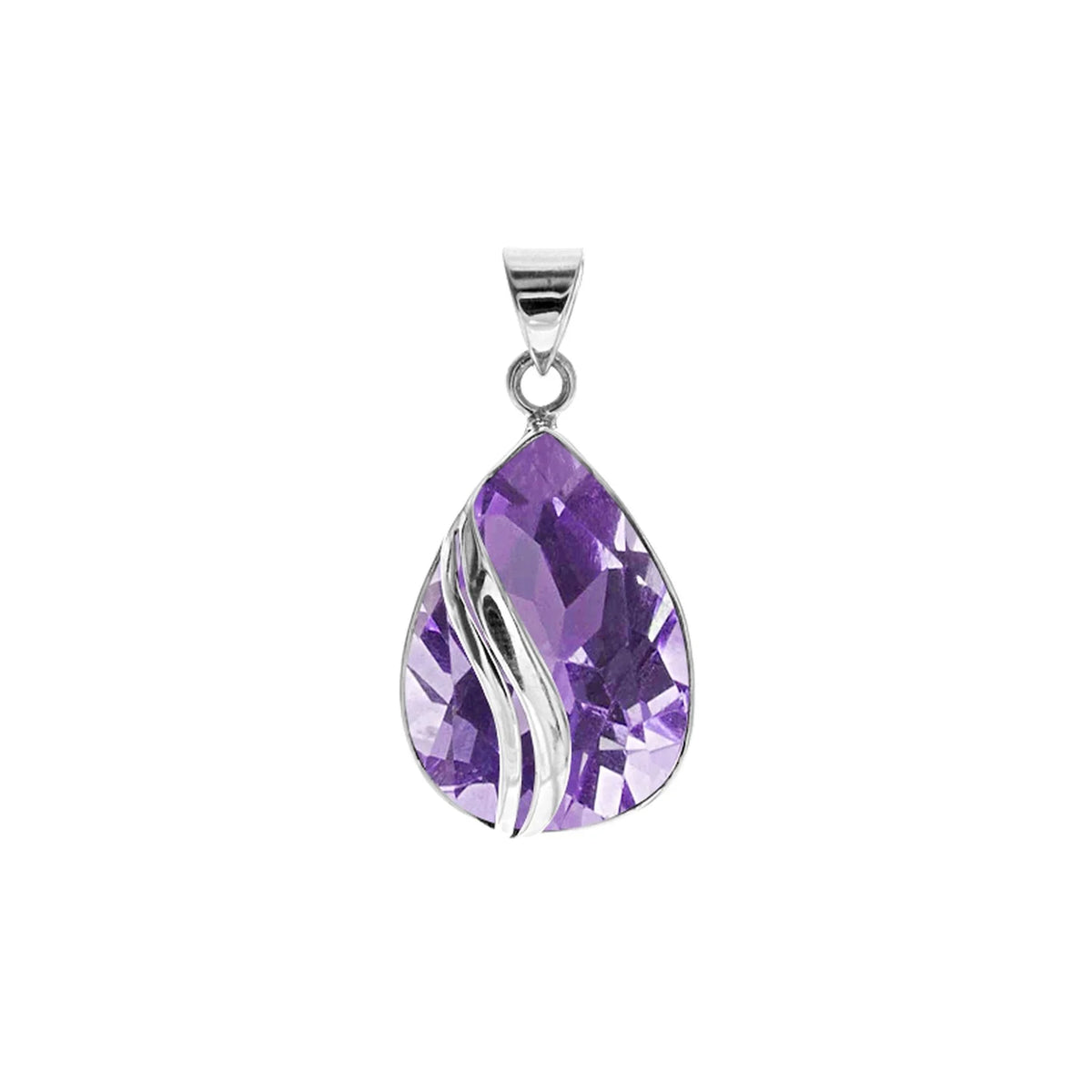 Silver and faceted Amethyst pendant