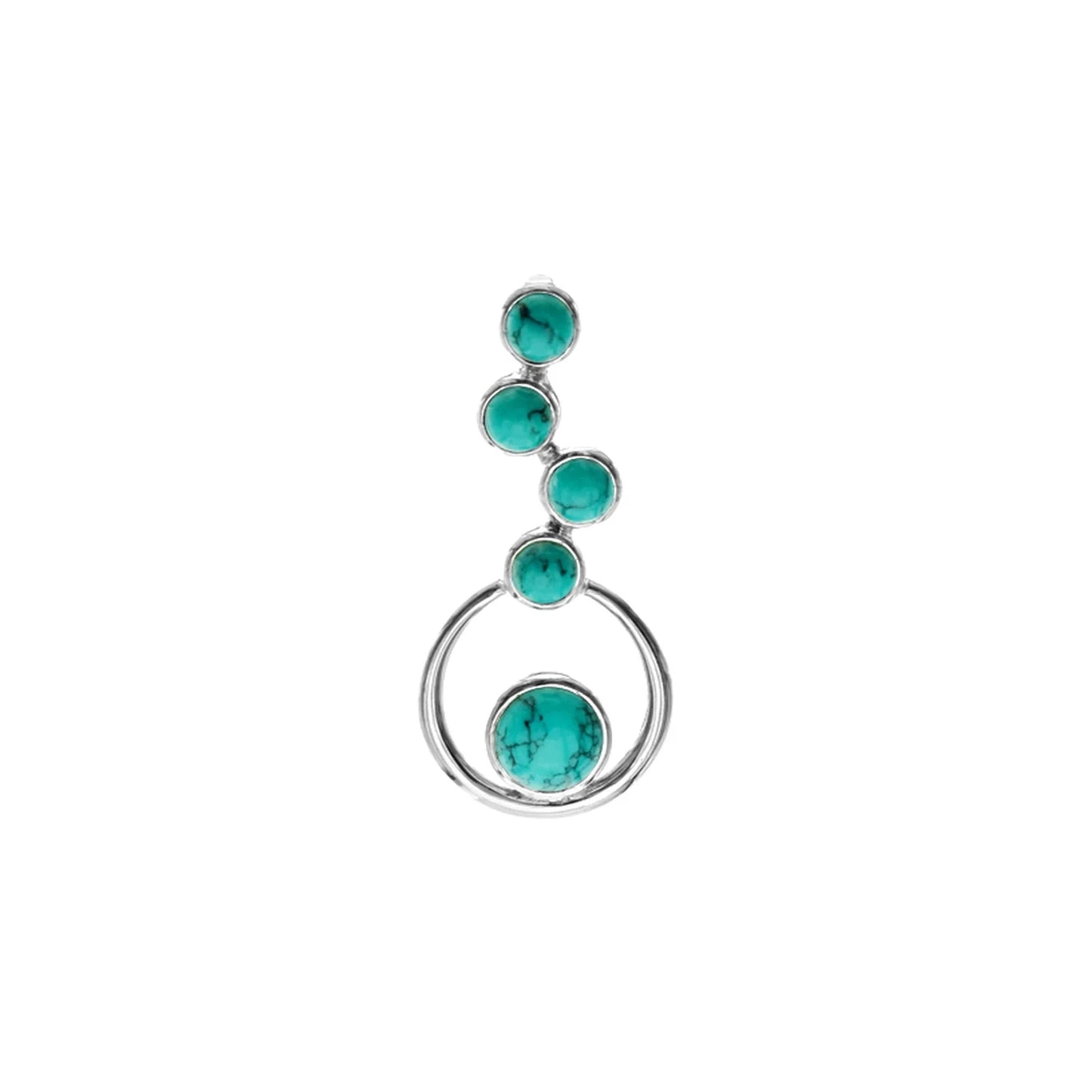 Silver and staggered Turquoise drop pendant.