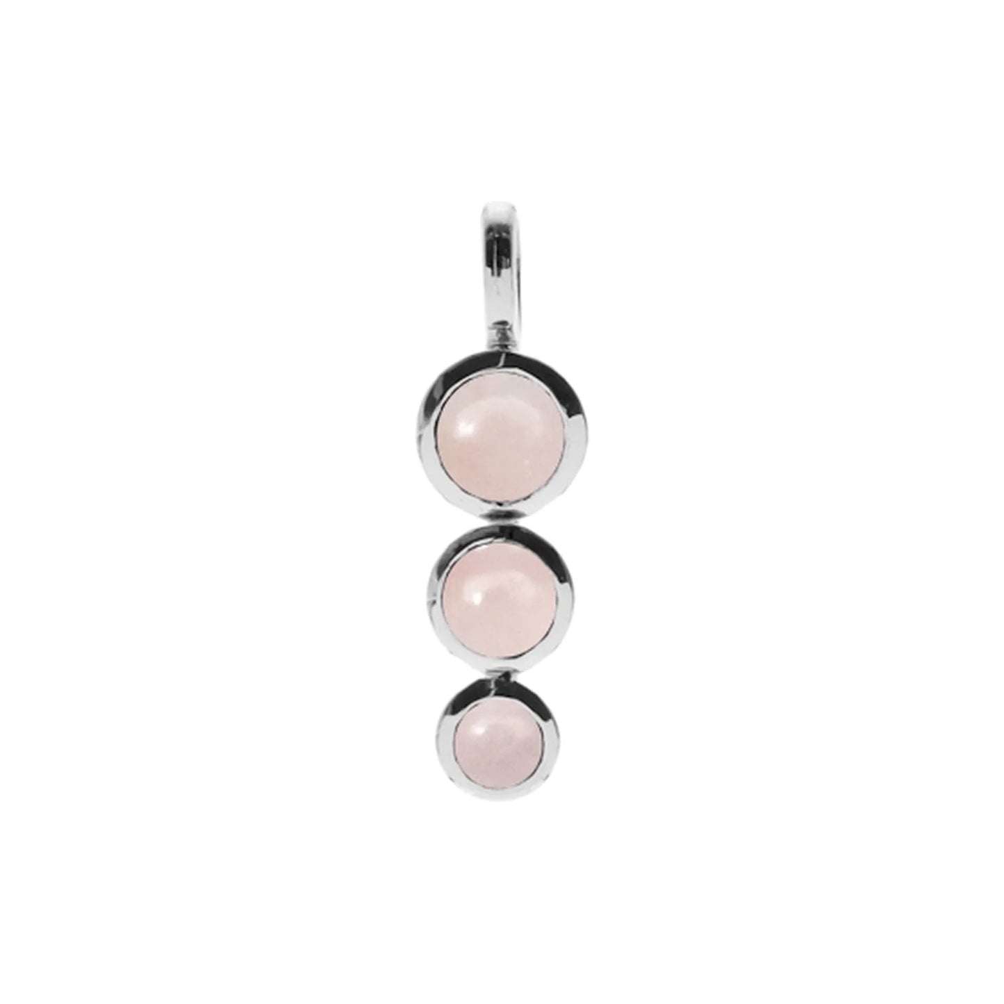 Silver and triple rose quartz pendant and earring set.