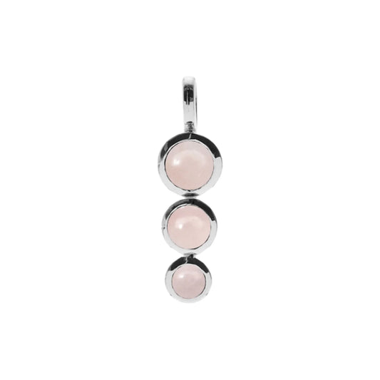 Silver and triple rose quartz pendant and earring set.