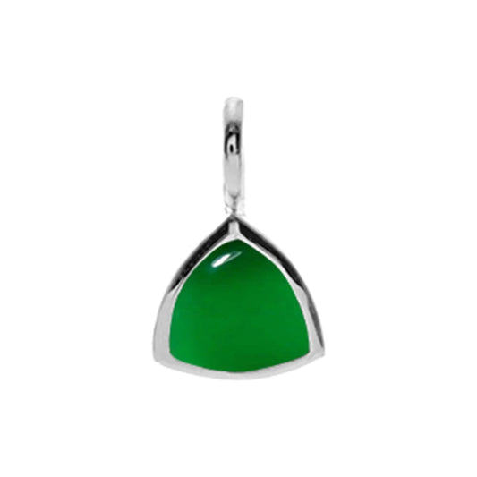 SILVER AND GREEN AGATE PENDANT ON A SILVER CHAIN.