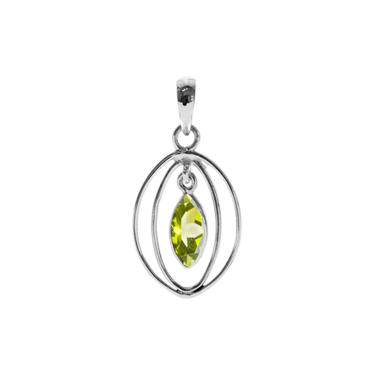 Silver and Peridot double opal pendant