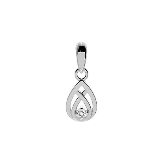 Silver and Cubic Zirconia celtic style teardrop necklace and stud earrings set