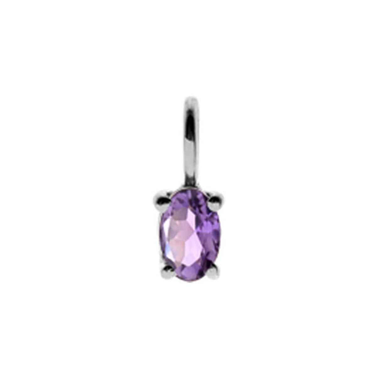 Silver and amethyst claw set oval pendant