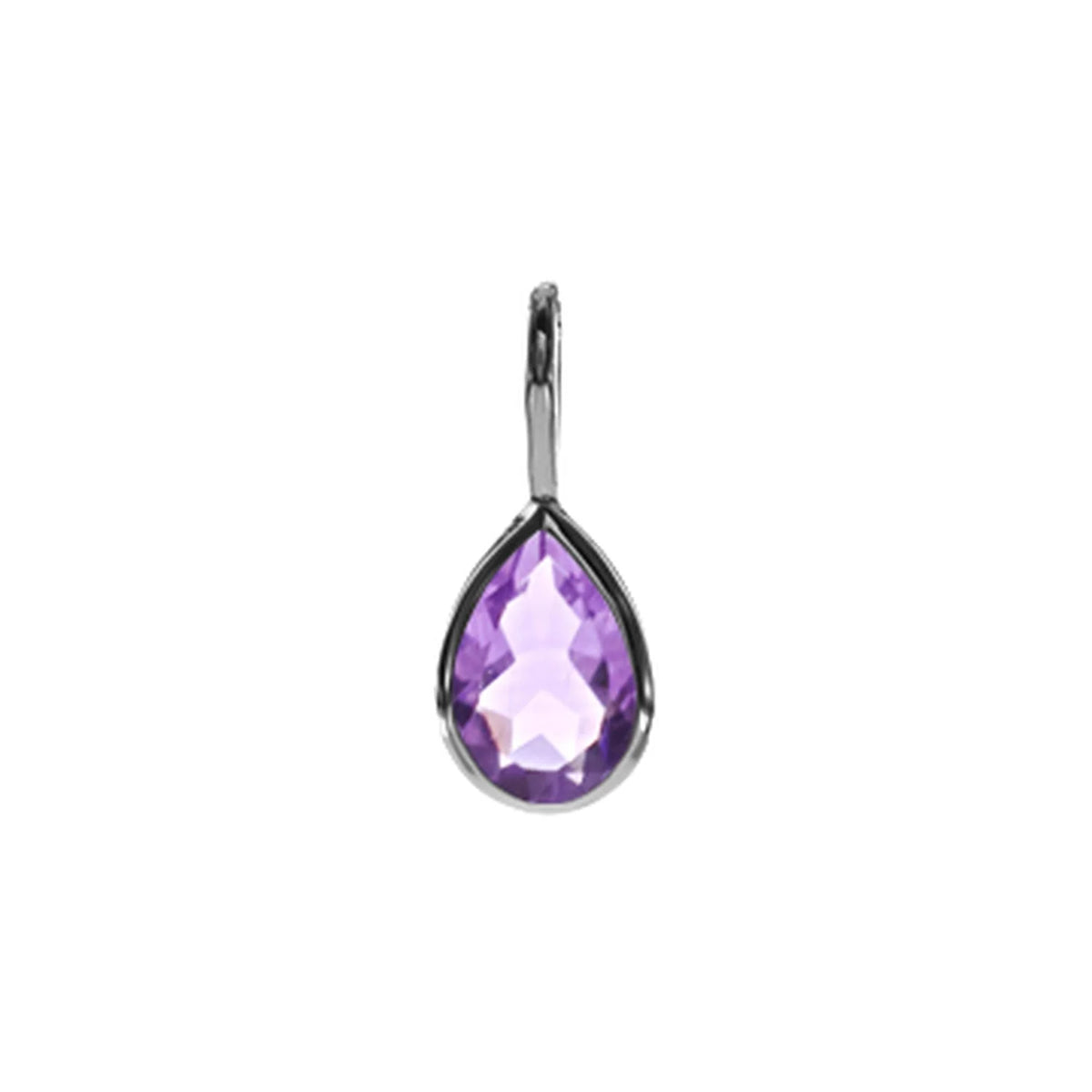 Silver and amethyst rub set pear shaped Pendant