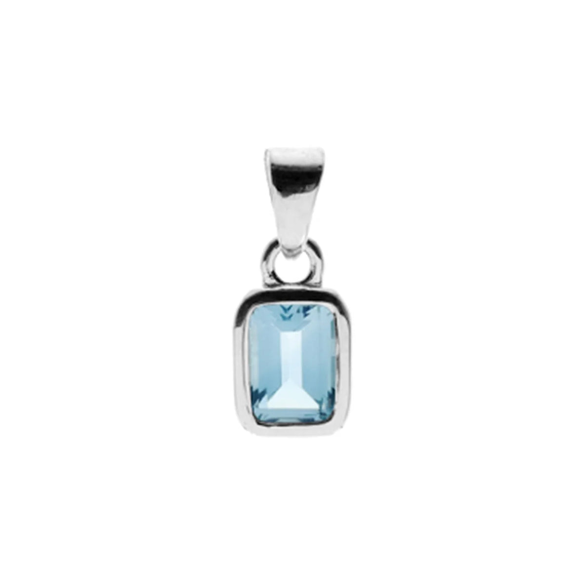 Silver and cushion cut rub set Blue Topaz pendant