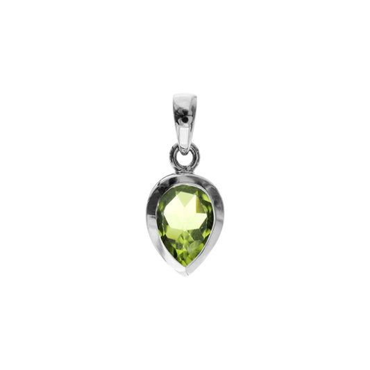 Silver and Peridot teardrop pendant.
