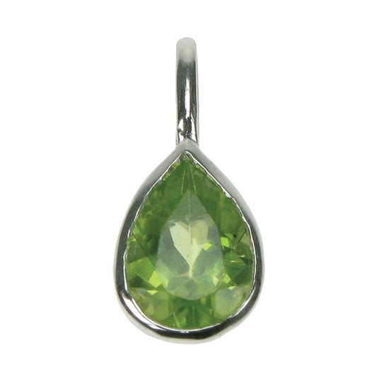 Silver and Peridot teardrop pendant and stud earrings set