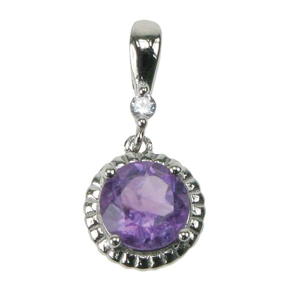 silver Amethyst and cubic zirconia claw pendant