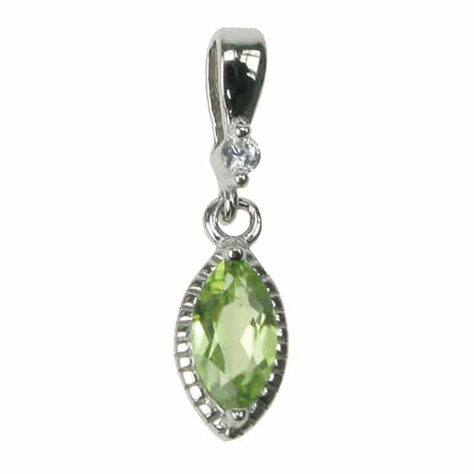 Silver and marquise Peridot pendant with a studded edge