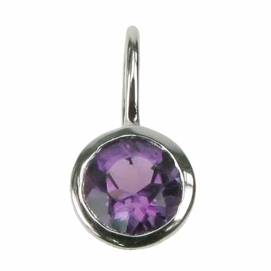 silver Amethyst small circle pendant