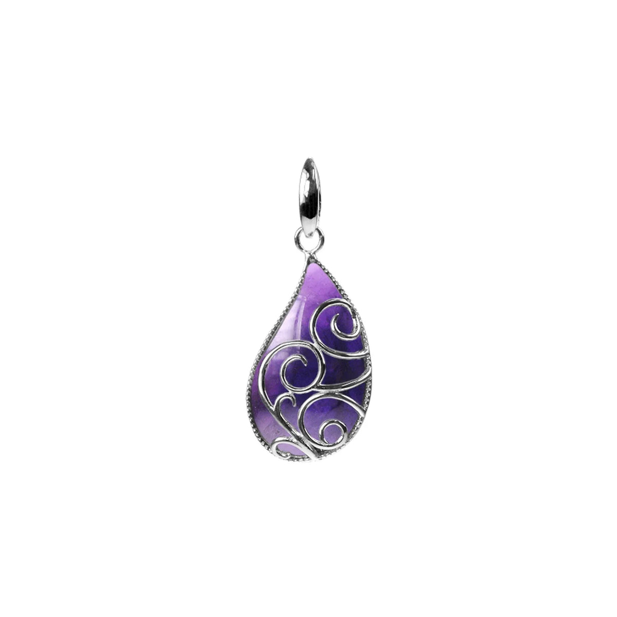 Silver and Amethyst swirl pendant