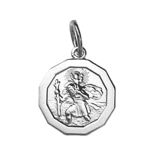 silver hexagonal St christopher pendant