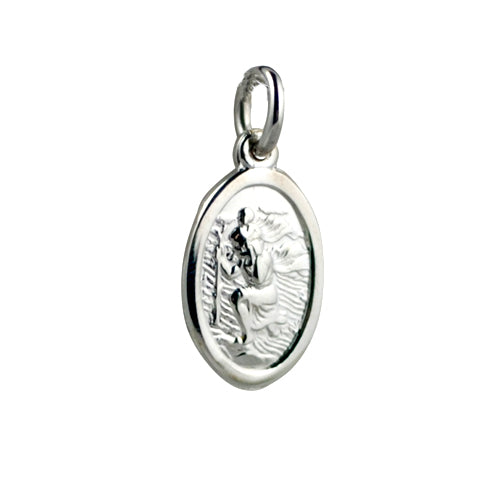 Silver oval St Christopher pendant