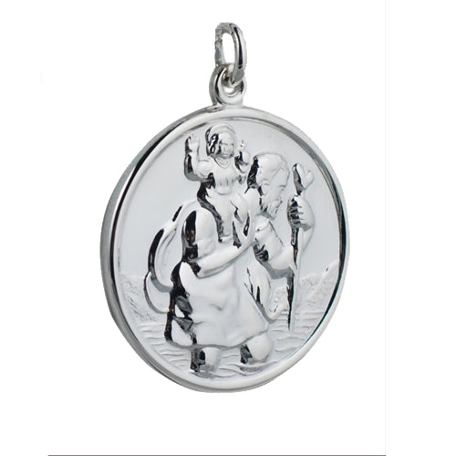 silver round st christopher pendant