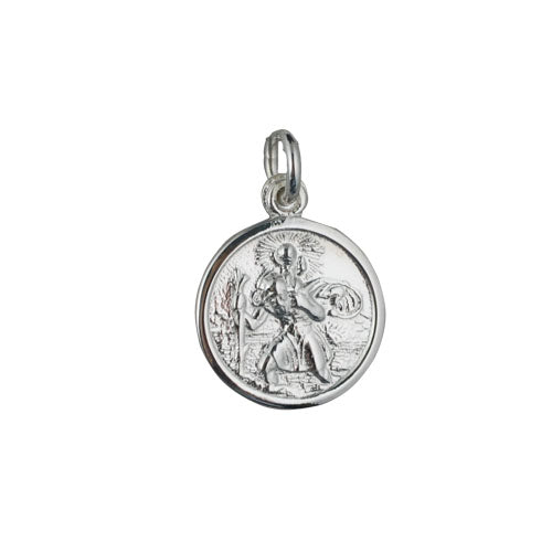 Silver St Christopher round pendant