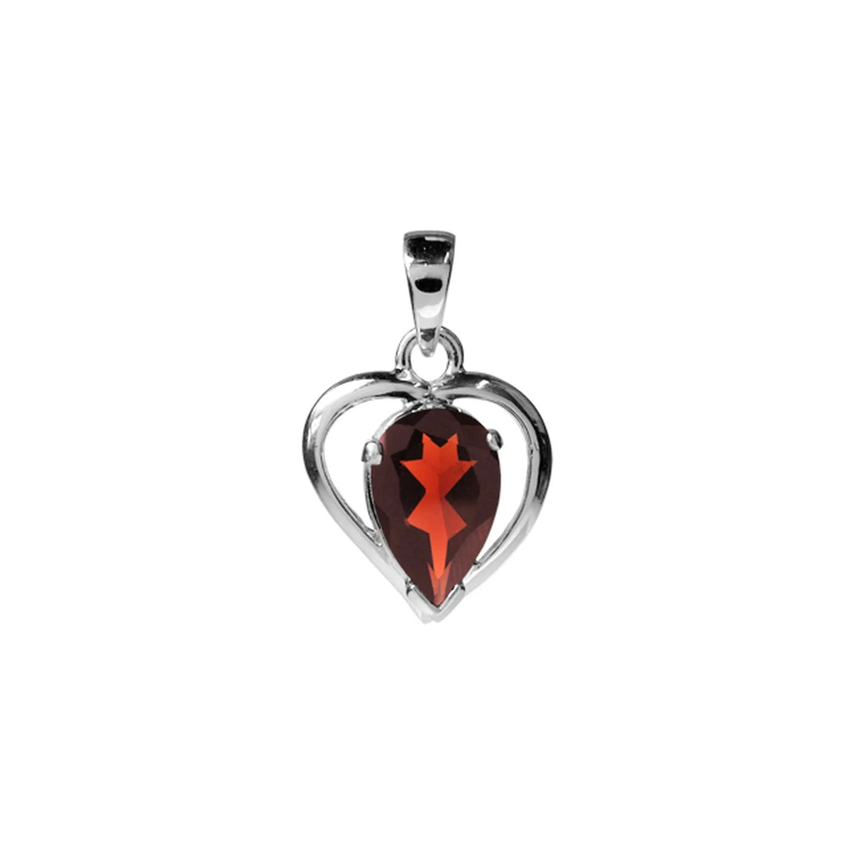 Silver and Garnet claw set pear shaped Pendant
