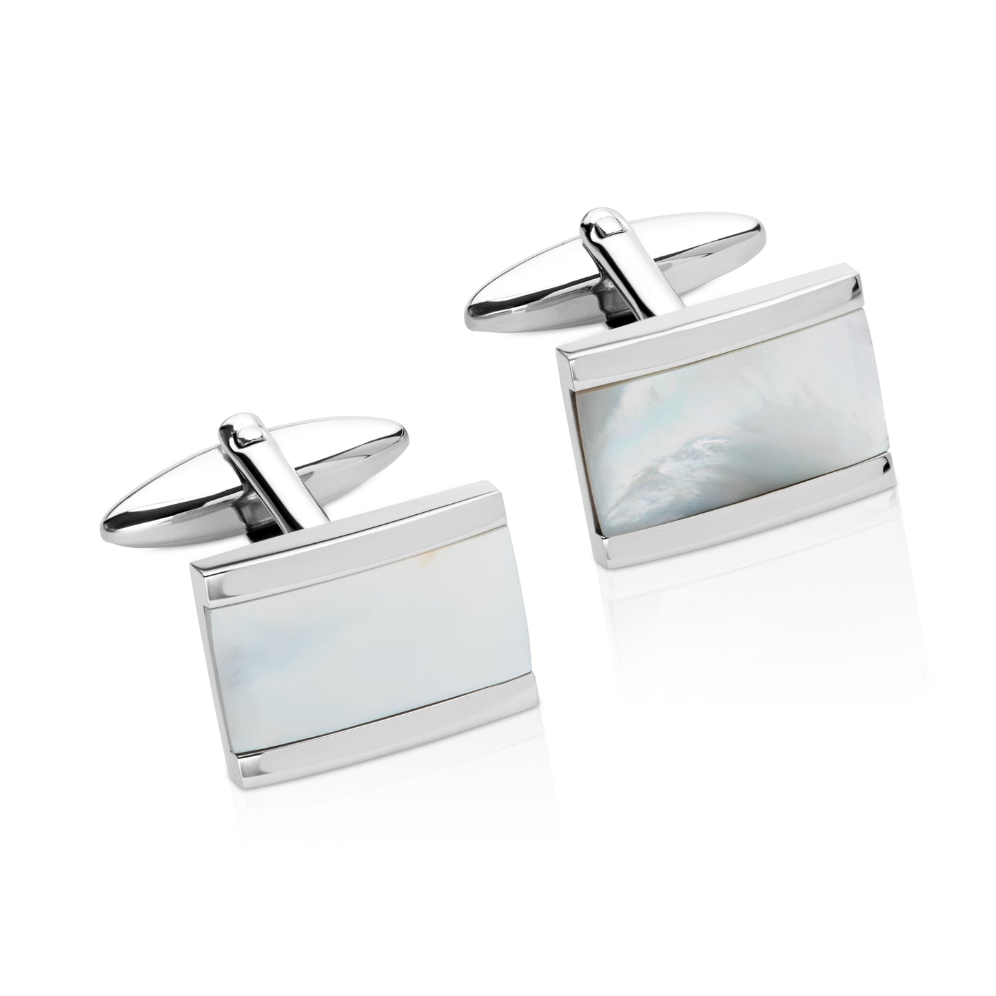 Stainless Steel and Mother of Pearl rectangular cufflinks